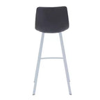 LeisureMod Elland 41 Sgabello da Bar Imbottito in Pelle con Gambe in Ferro - Sgabello Moderno Bianco Base e Poggiapiedi Altezza Bancone per Cucina e Bar, Set di 2