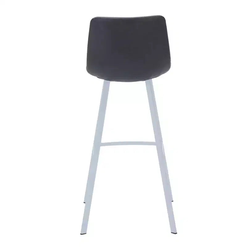 LeisureMod Elland 41 Sgabello da Bar Imbottito in Pelle con Gambe in Ferro - Sgabello Moderno Bianco Base e Poggiapiedi Altezza Bancone per Cucina e Bar, Set di 2