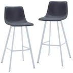 LeisureMod Elland 41 Upholstered Leather Bar Stool with Iron Legs - Modern White Base and Footrest Counter Height Stool for Kitchen and Bar, Set of 2