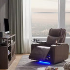 Poltrona reclinabile elettrica Whisen 35.8L x 37.8W x 42.1H con sollevatore, porta di ricarica USB, 2 portabicchieri e tavolino girevole a 360°