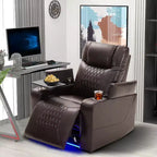 Poltrona reclinabile elettrica Whisen 35.8L x 37.8W x 42.1H con sollevatore, porta di ricarica USB, 2 portabicchieri e tavolino girevole a 360°