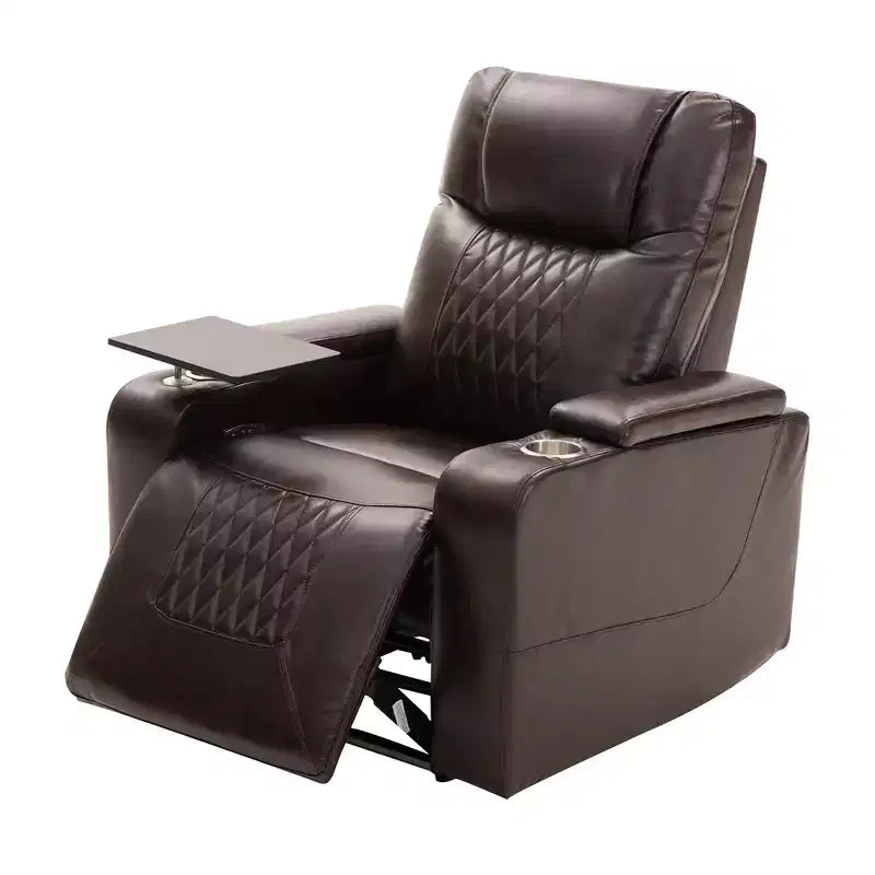 Poltrona reclinabile elettrica Whisen 35.8L x 37.8W x 42.1H con sollevatore, porta di ricarica USB, 2 portabicchieri e tavolino girevole a 360°