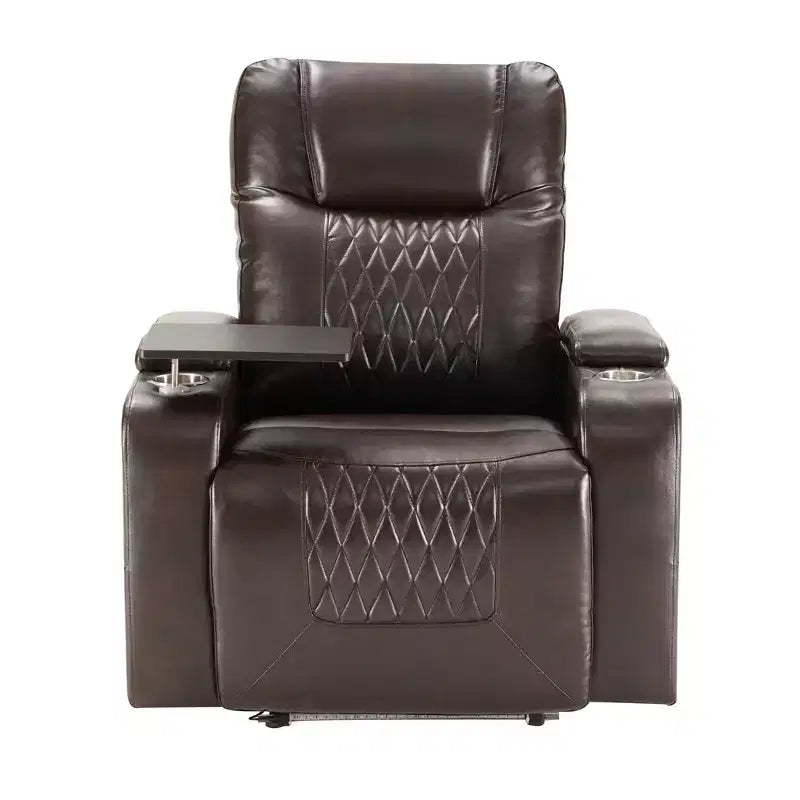 Poltrona reclinabile elettrica Whisen 35.8L x 37.8W x 42.1H con sollevatore, porta di ricarica USB, 2 portabicchieri e tavolino girevole a 360°