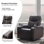 Poltrona reclinabile elettrica Whisen 35.8L x 37.8W x 42.1H con sollevatore, porta di ricarica USB, 2 portabicchieri e tavolino girevole a 360°