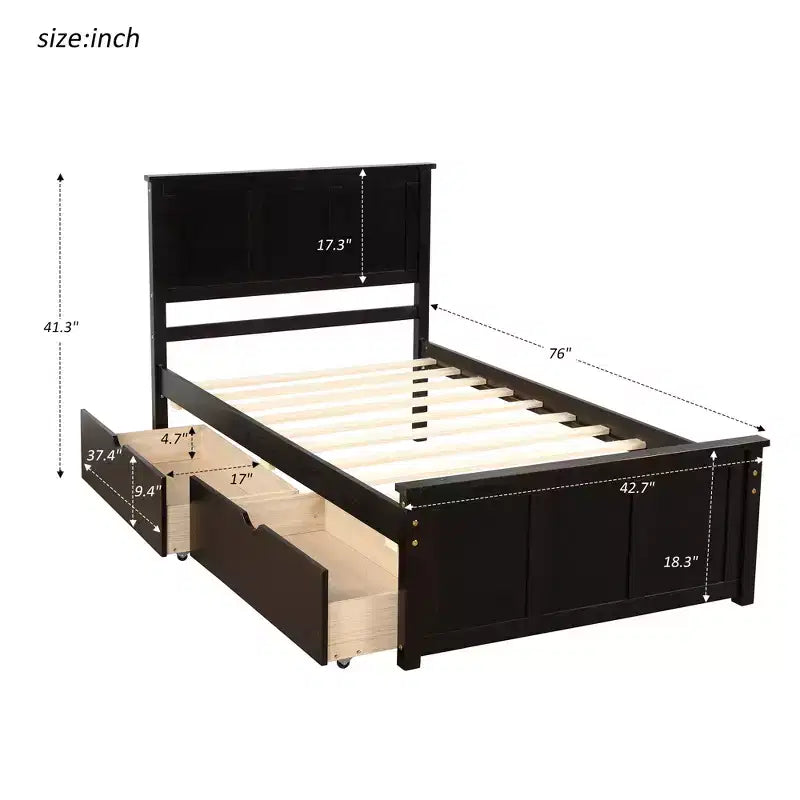 Letto a piattaforma singolo Whisen Modern Wood