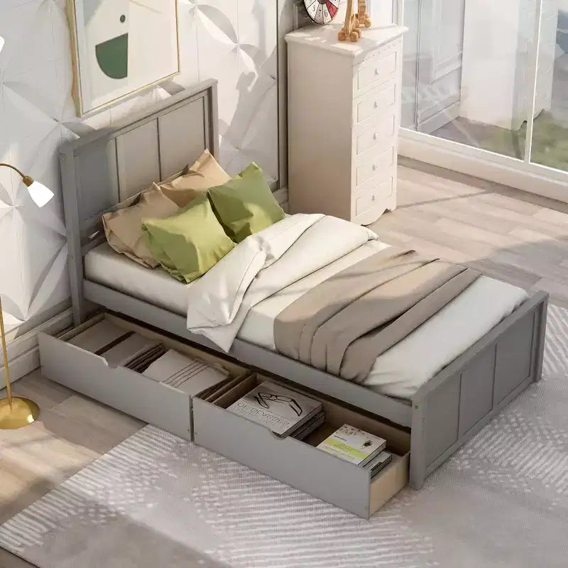 Letto a piattaforma singolo Whisen Modern Wood