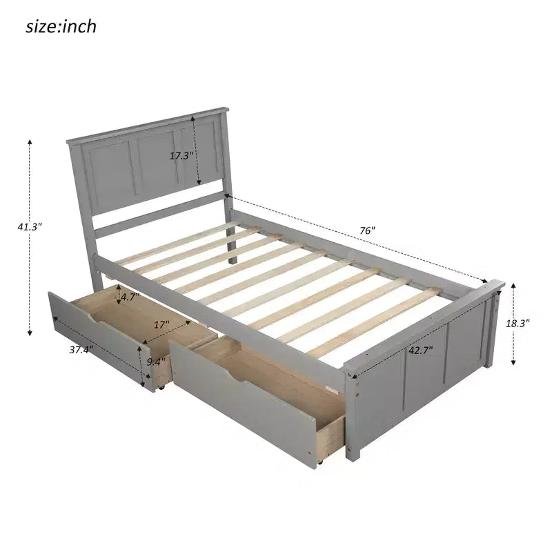 Letto a piattaforma singolo Whisen Modern Wood