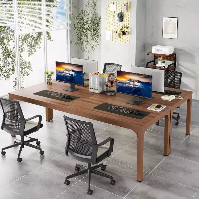 Lantine Scrivania da computer extra lunga 78,7 pollici per 2 persone, postazione di lavoro doppia per ufficio domestico