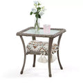 UPTIOT Square Glass Outdoor Side Table