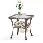 UPTIOT Square Glass Outdoor Side Table