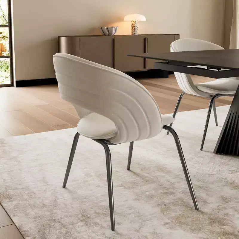 Sedia da pranzo in velluto 1 pz, bianco sporco