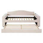 Letto a giorno imbottito Twin Size con braccioli portaoggetti, letto estraibile e sistema audio Bluetooth integrato di ultima generazione, in pile Teddy, beige