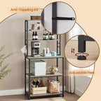 Caffetteria, Scaffale da panettiere da 80 cm per cucina con ripiani, con 6 livelli e 6 ganci, ideale come porta microonde