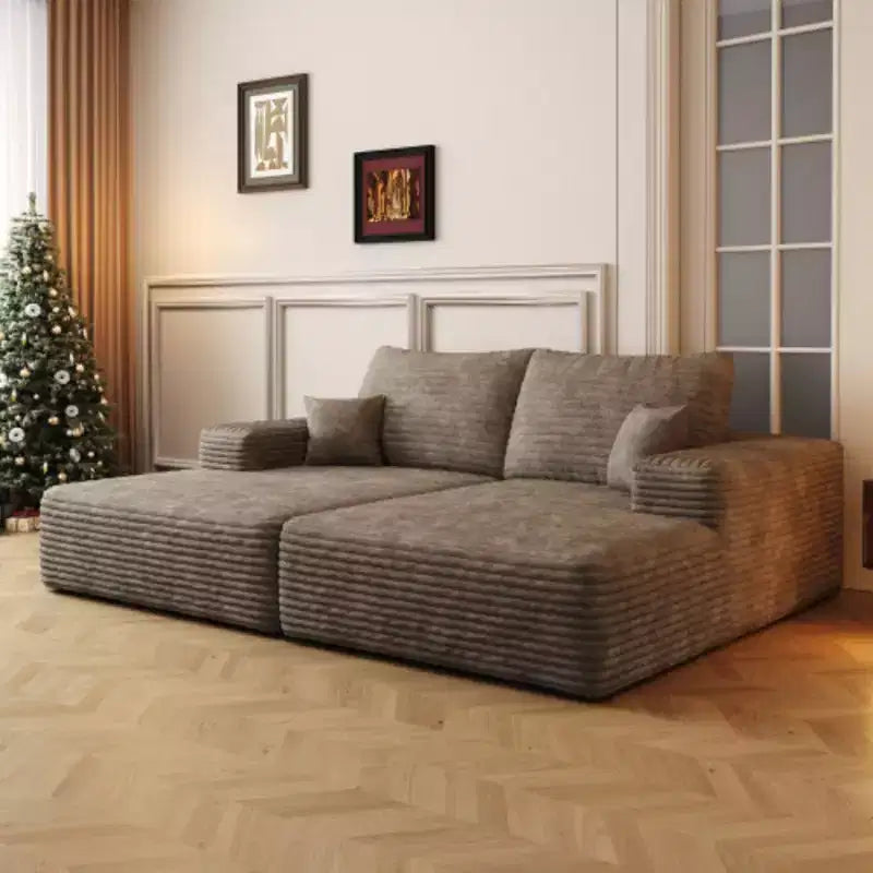 Modern Sofa bed With Dual sleeper, lounger for moviebonus room,No Assembly Required,Camel