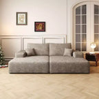 Divano letto moderno con doppio materasso, chaise longue per sala cinema/giochi, nessun assemblaggio richiesto, color cammello
