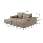 Divano letto moderno con doppio materasso, chaise longue per sala cinema/giochi, nessun assemblaggio richiesto, color cammello