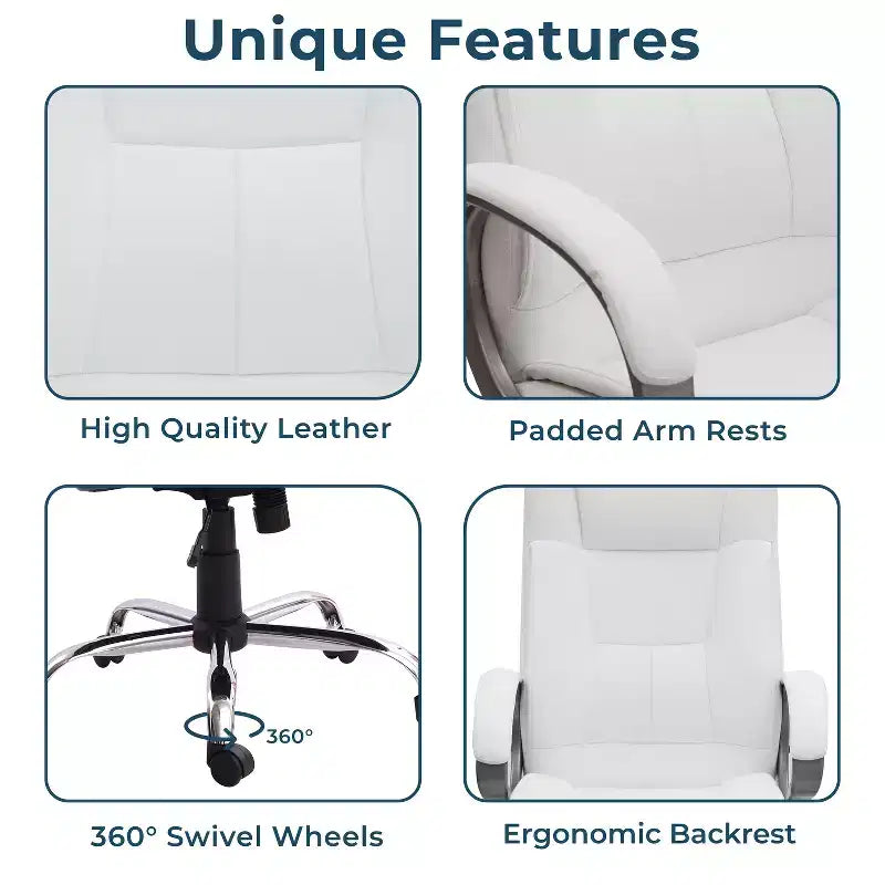 Sedia da ufficio direzionale in similpelle a schienale alto Home Imports Emporium con supporto lombare e base girevole