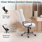 Sedia da ufficio direzionale in similpelle a schienale alto Home Imports Emporium con supporto lombare e base girevole