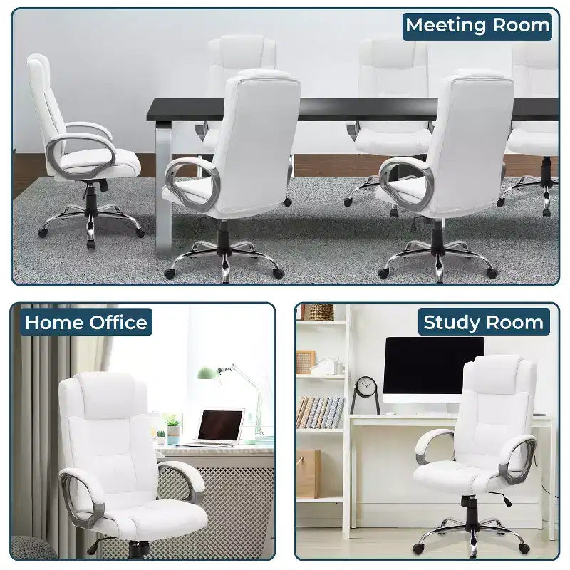 Sedia da ufficio direzionale in similpelle a schienale alto Home Imports Emporium con supporto lombare e base girevole