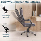 Sedia da ufficio direzionale in similpelle a schienale alto Home Imports Emporium con supporto lombare e base girevole