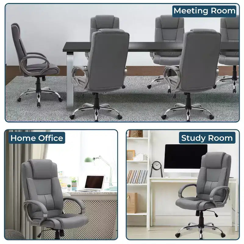 Sedia da ufficio direzionale in similpelle a schienale alto Home Imports Emporium con supporto lombare e base girevole