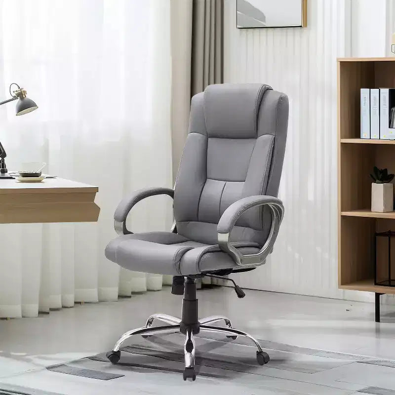 Sedia da ufficio direzionale in similpelle a schienale alto Home Imports Emporium con supporto lombare e base girevole