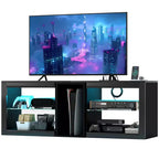 Mobile TV moderno HOMCOM con luci LED e prese di corrente per TV da 55 pollici, mobile TV a centro di intrattenimento lucido da 51 pollici con ripiani in vetro regolabili