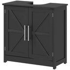 Mobile Lavabo da Appoggio HOMCOM Stile Fattoria, Mobile Bagno Autoportante con 2 Ante Scorrevole e Ripiano Regolabile