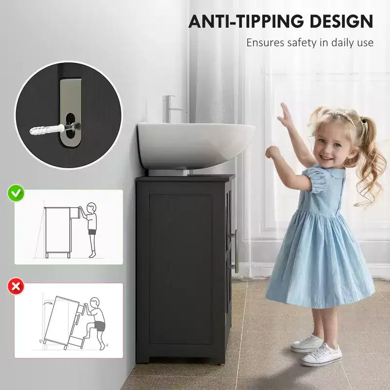 Mobile Lavabo da Appoggio HOMCOM Stile Fattoria, Mobile Bagno Autoportante con 2 Ante Scorrevole e Ripiano Regolabile