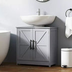 Mobile Lavabo da Appoggio HOMCOM Stile Fattoria, Mobile Bagno Autoportante con 2 Ante Scorrevole e Ripiano Regolabile
