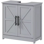 Mobile Lavabo da Appoggio HOMCOM Stile Fattoria, Mobile Bagno Autoportante con 2 Ante Scorrevole e Ripiano Regolabile