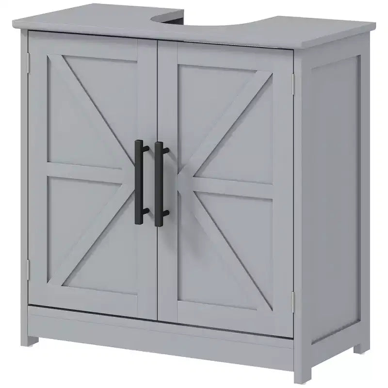 Mobile Lavabo da Appoggio HOMCOM Stile Fattoria, Mobile Bagno Autoportante con 2 Ante Scorrevole e Ripiano Regolabile