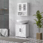 Mobile Lavabo da Appoggio HOMCOM Stile Fattoria, Mobile Bagno Autoportante con 2 Ante Scorrevole e Ripiano Regolabile