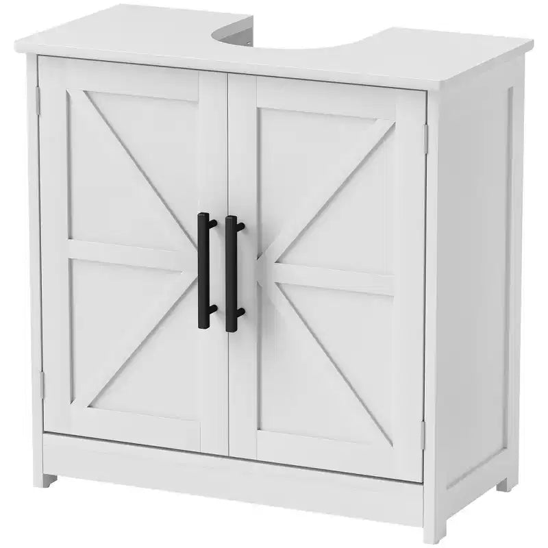 Mobile Lavabo da Appoggio HOMCOM Stile Fattoria, Mobile Bagno Autoportante con 2 Ante Scorrevole e Ripiano Regolabile