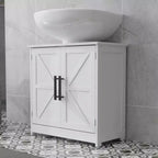 Mobile Lavabo da Appoggio HOMCOM Stile Fattoria, Mobile Bagno Autoportante con 2 Ante Scorrevole e Ripiano Regolabile