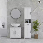 Mobile Lavabo da Appoggio HOMCOM Stile Fattoria, Mobile Bagno Autoportante con 2 Ante Scorrevole e Ripiano Regolabile