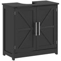 Mobile Lavabo da Appoggio HOMCOM Stile Fattoria, Mobile Bagno Autoportante con 2 Ante Scorrevole e Ripiano Regolabile