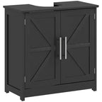 Mobile Lavabo da Appoggio HOMCOM Stile Fattoria, Mobile Bagno Autoportante con 2 Ante Scorrevole e Ripiano Regolabile