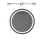 Specchio da bagno a LED da 24 pollici di classe con piano posteriore focalizzato, telaio in lega di alluminio nero
