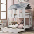 Whisen Elegant House Roof Twin over Twin Bunk Bed with Trundle - White