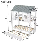 Letto a castello doppio Whisen Elegant House Roof con letto estraibile - Bianco