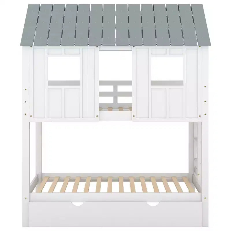 Letto a castello doppio Whisen Elegant House Roof con letto estraibile - Bianco