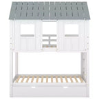 Letto a castello doppio Whisen Elegant House Roof con letto estraibile - Bianco