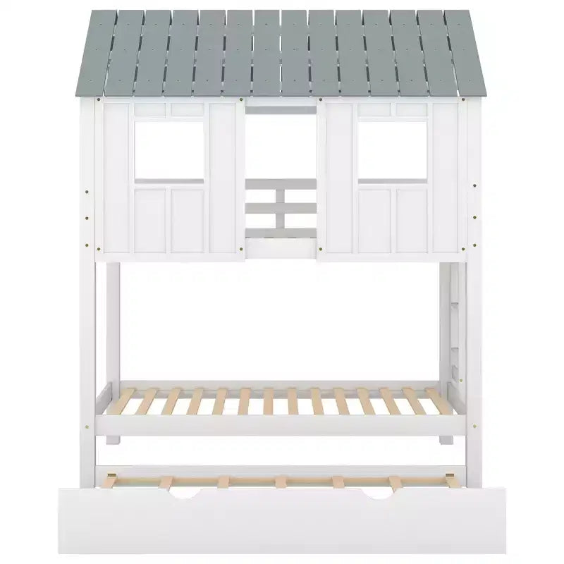 Letto a castello doppio Whisen Elegant House Roof con letto estraibile - Bianco