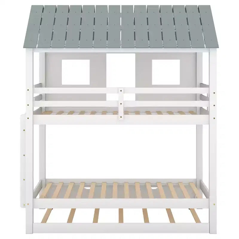 Letto a castello doppio Whisen Elegant House Roof con letto estraibile - Bianco
