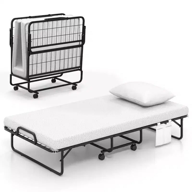 Costway 75 x 39 Letto Pieghevole con Materasso in Memory Foam e Copripiumino Antipolvere, Struttura in Metallo