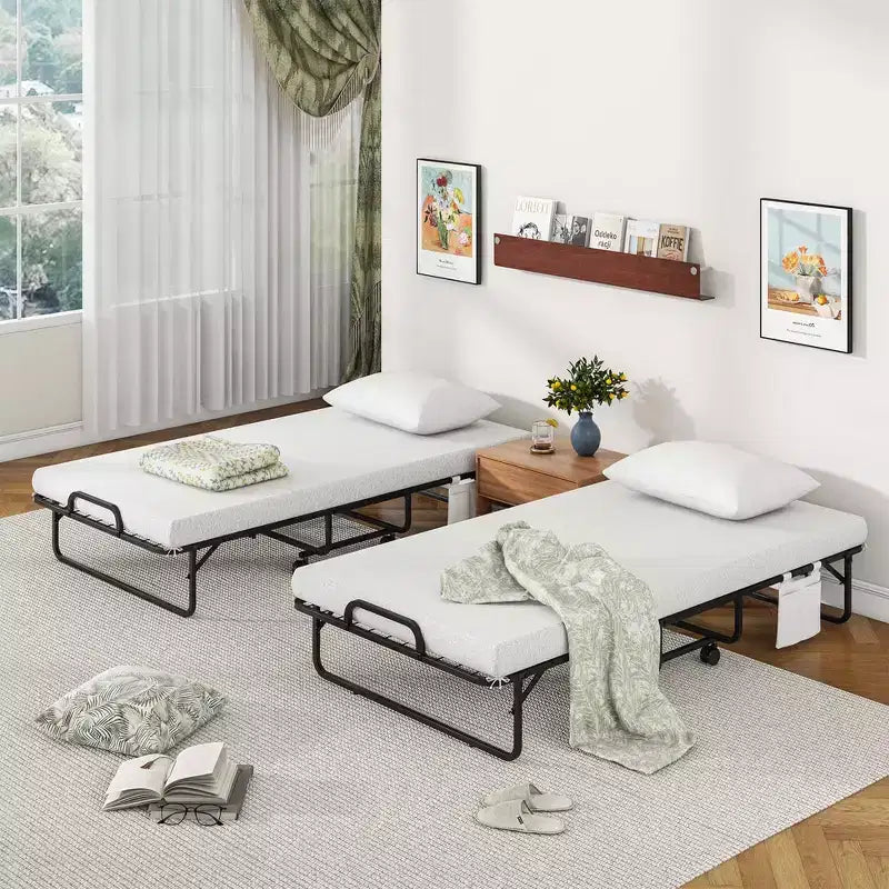 Costway 75 x 39 Letto Pieghevole con Materasso in Memory Foam e Copripiumino Antipolvere, Struttura in Metallo