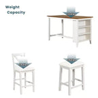 Set da pranzo rustico da 5 pezzi in stile fattoria con tavolo da pranzo a altezza bancone, 2 sedie e 2 sgabelli, grigio/bianco-ModernLuxe