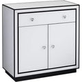 Studio 55D Biscaya 31 1/2 White Reverse Painted Glass Accent Chest