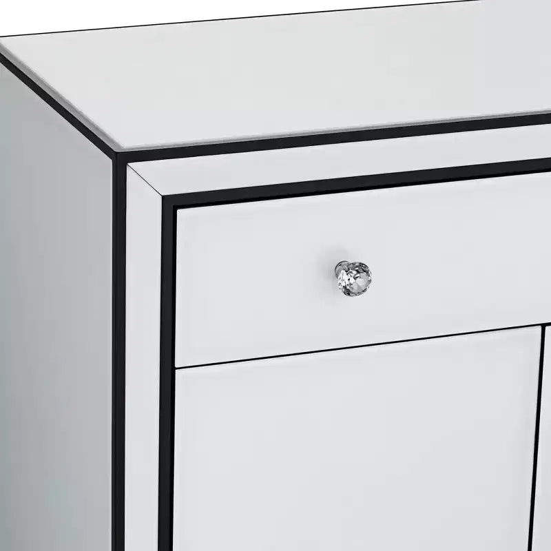 Cassettiera d'accento in vetro verniciato a rovescio bianco 31 1/2 Biscay Studio 55D